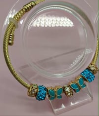 Image 5 of Blue & Gold Butterfly Trio Bracelet