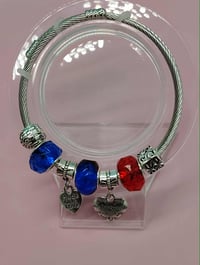 Image 9 of Red, White & Chic Silver Bracelet Stack