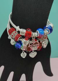 Image 2 of Red, White & Chic Silver Bracelet Stack
