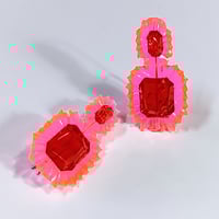 Image 3 of Selenium Pink + Red Gem Hook Earrings