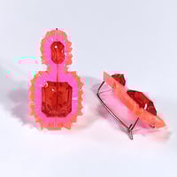 Image 2 of Selenium Pink + Red Gem Hook Earrings