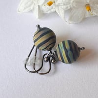 Image 1 of Raku Stripe on Black Earrings