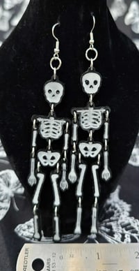 Black and White Dangling Skeleton Earrings