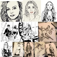 Image 1 of Hand Drawn Black and White Portraits