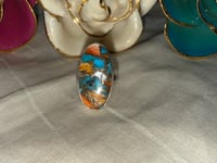 Image 1 of Oyster Shell Copper Turquoise Ring