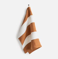 Striped Linen Tea Towel - cinnamon