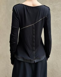 Image 1 of CONTRAST STITCH LONG SLEEVE TOP