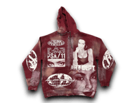 Image 1 of Sade Lauren Hill art dept upcycled screen print baby burgundy/white zip up hoodie