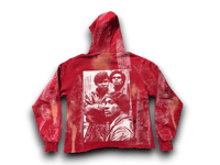 Image 2 of  Aaliyah 2pac DMX art dept NY upcycled screen print baby burgundy/white hoodie