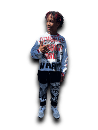 Image 4 of Aaliyah 2pac DMX art dept NY upcycled screen print baby gray/white hoodie