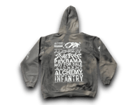 Image 9 of Aaliyah 2pac DMX art dept NY upcycled screen print baby gray/white hoodie