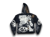 Image 1 of Aaliyah 2pac art dept NY Villanova upcycled screen print baby navy blue/white hoodie