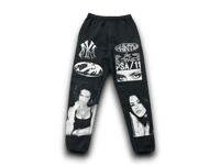 Image 1 of Aaliyah Lauren Hill NY upcycled screen print black/white sweatpants