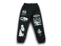 Image 1 of  Aaliyah 2pac NY upcycled screen print black/white sweatpants