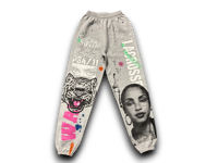 Image 1 of Sade black panther party war Lacrosse upcycled screen print gray/multi sweatpants