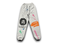 Image 2 of Sade black panther party war Lacrosse upcycled screen print gray/multi sweatpants