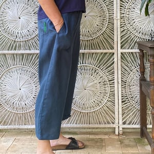Image of Luna Pants - Linen - Sapphire Blue - Inseam pockets