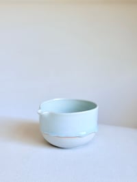 Image 1 of White Matcha Bowl with Aquamarine Drip - Large