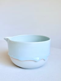 Image 4 of White Matcha Bowl with Aquamarine Drip - Large