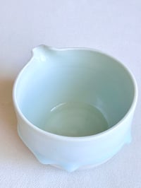 Image 5 of White Matcha Bowl with Aquamarine Drip - Large