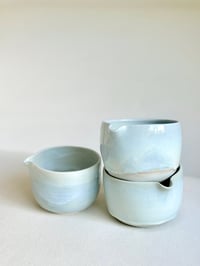 Image 5 of Sage Green Porcelain Matcha Bowl with Opalescent Glaze - 1