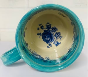 Image of Teal green figurative cylinder mug