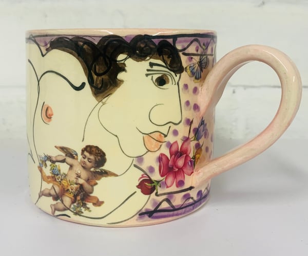 Image of Light pink figurative cylinder mug
