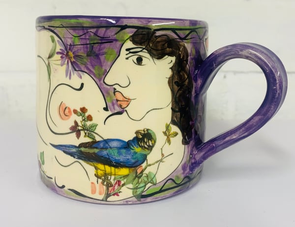 Image of Purple cylinder figurative mug