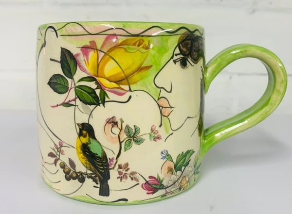 Image of Lime green cylinder figurative mug