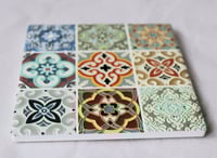 Image 3 of Mediterranean Tile Ceramic Coaster with Cork Backing – Multicolor