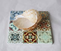 Image 4 of Mediterranean Tile Ceramic Coaster with Cork Backing – Multicolor