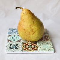 Image 5 of Mediterranean Tile Ceramic Coaster with Cork Backing – Multicolor