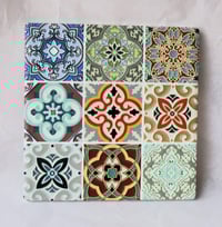 Image 1 of Mediterranean Tile Ceramic Coaster with Cork Backing – Multicolor