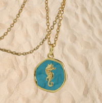 seahorse - Necklace - Tiffany blue