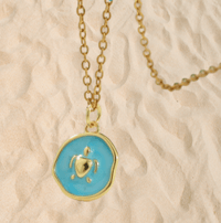 Turtle - Necklace - Tiffany blue