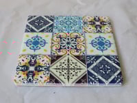 Image 3 of Mediterranean Tile Ceramic Coaster – Eco-Friendly Cork Back | Colorful Spanish Design