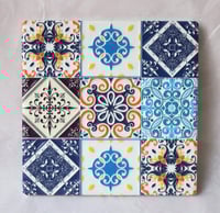 Image 1 of Mediterranean Tile Ceramic Coaster – Eco-Friendly Cork Back | Colorful Spanish Design