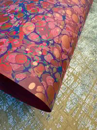 Image 2 of One of a kind hand marbled paper 'Rubellite' (second). 