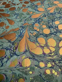 Image 4 of One of a kind hand marbled paper 'Gilt Feathers'