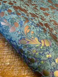 Image 1 of One of a kind hand marbled paper 'Gilt Feathers'