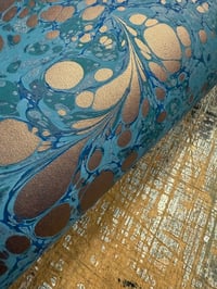 Image 2 of One of a kind hand marbled paper 'Gilt Feathers'