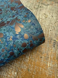 Image 8 of One of a kind hand marbled paper 'Gilt Feathers'