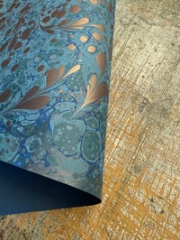 Image 9 of One of a kind hand marbled paper 'Gilt Feathers'