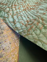 Image 1 of One of a kind hand marbled paper 'Forest Frost'