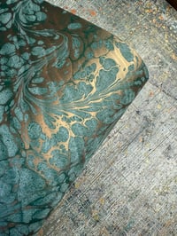 Image 9 of One of a kind hand marbled paper 'Forest Frost'