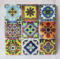 Image 1 of Colorful Spanish Tile Ceramic Coaster – Vibrant Boho Style with Cork Backing