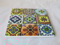 Image 2 of Colorful Spanish Tile Ceramic Coaster – Vibrant Boho Style with Cork Backing