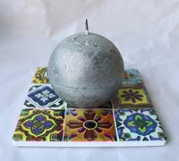 Image 4 of Colorful Spanish Tile Ceramic Coaster – Vibrant Boho Style with Cork Backing