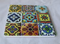 Image 6 of Colorful Spanish Tile Ceramic Coaster – Vibrant Boho Style with Cork Backing