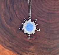 Image 2 of Blue Lace Agate Snowflake Necklace